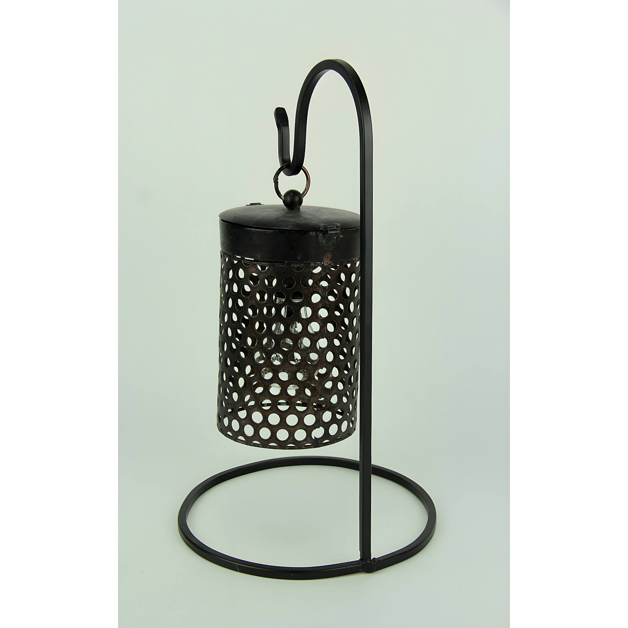 Alt View 2. PD Home & Garden - Black Metal Cage Hanging LED Accent Light with Stand - Black.