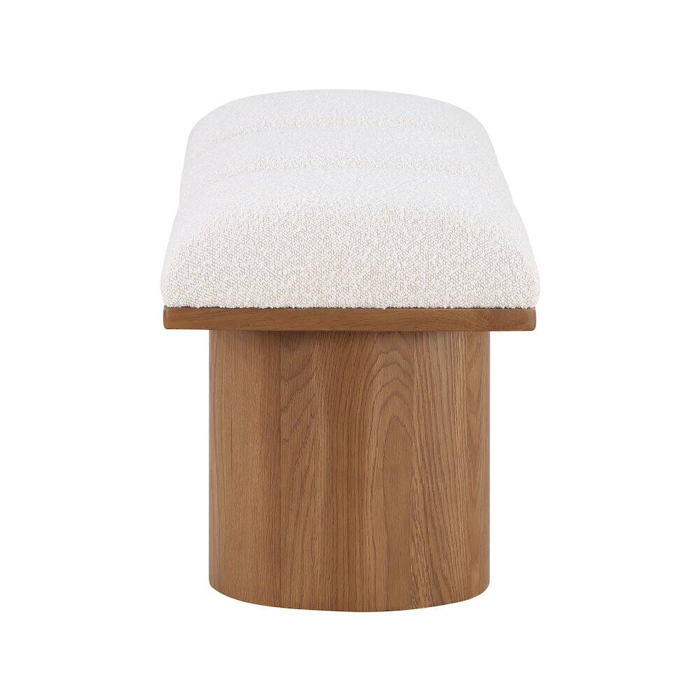 Left. Meridian Furniture - Pavilion Cream Boucle Fabric Bench - Cream Boucle Fabric.