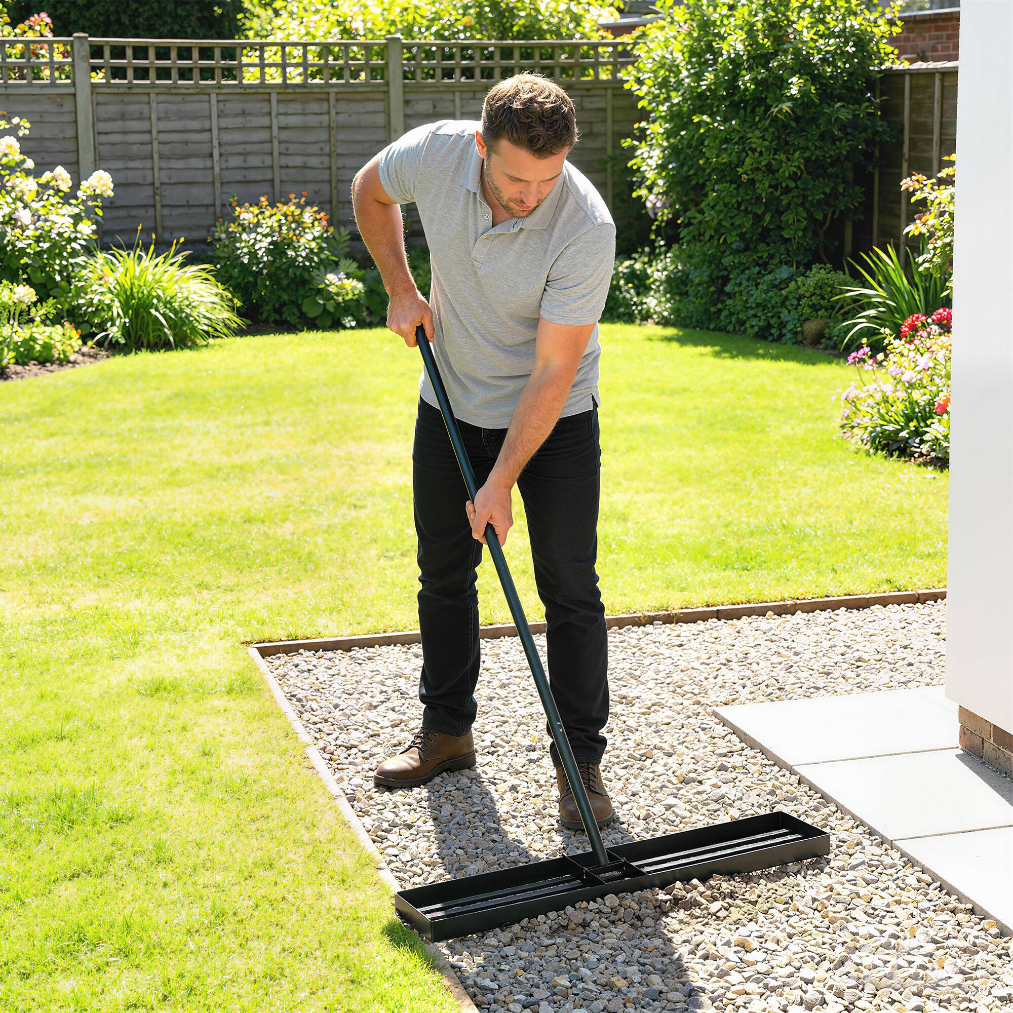 Alt View 8. Outsunny - Leveling Rake, 36" x 10" Heavy Duty Yard Leveling Rake with 66.5" Handle for Backyard - Green.