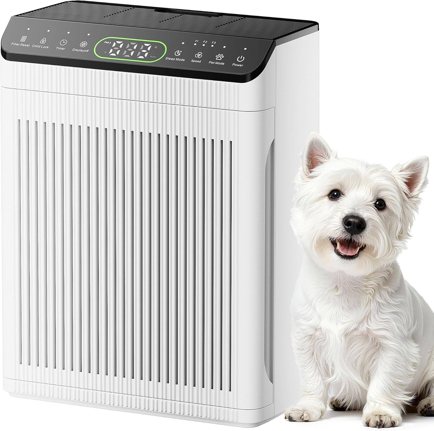 FINEAK - Air Purifier-Clean Air for Large Homes, Pets & Aromatherapy - White