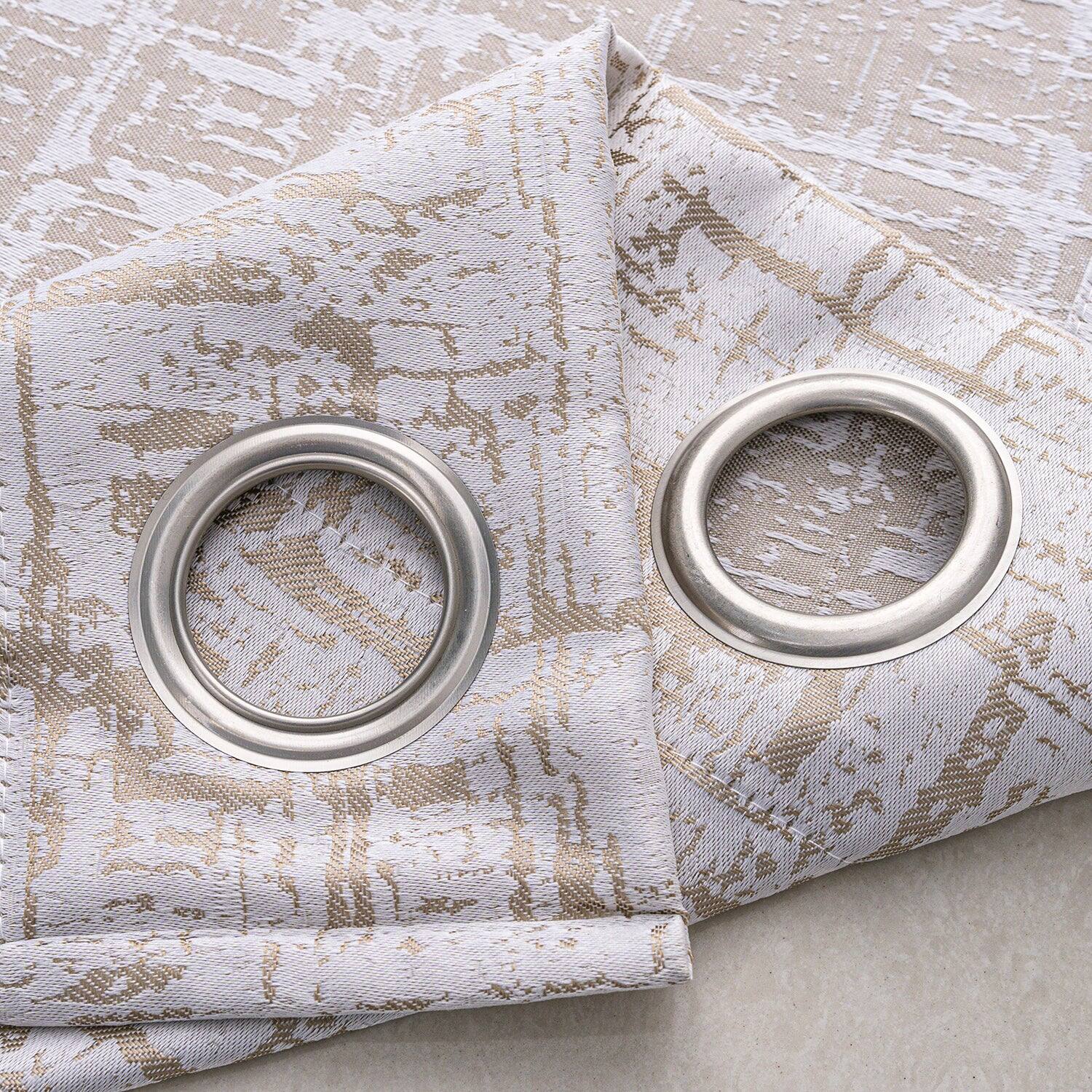Back. RT Designers Collection - RT Designers Collection 100% Polyester 140 GSM Luca Jacquard Grommet Curtain Panel 54" x 84" Taupe - Taupe.