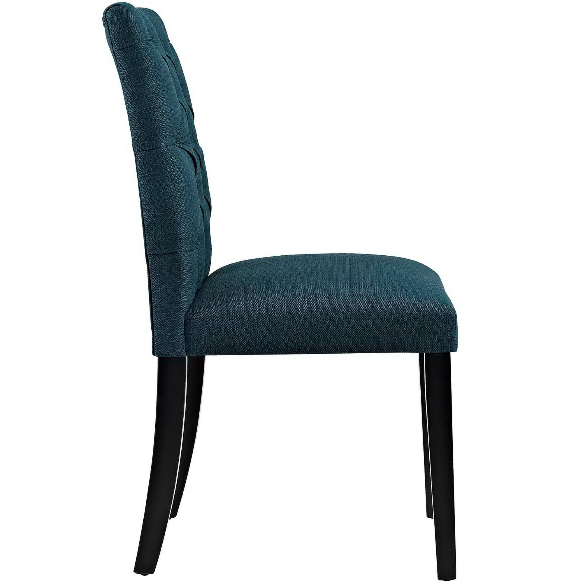Angle. Modway - Duchess Button Tufted Fabric Dining Chair by Modway - Blue.