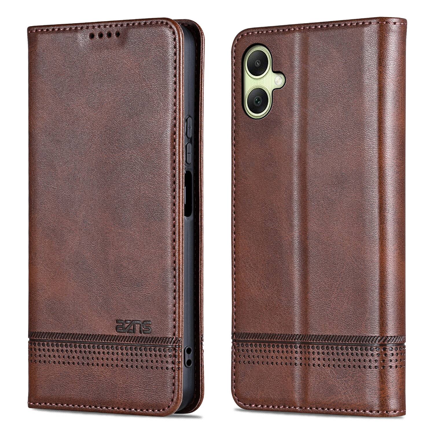 Alt View 4. Dteck - PU Leather Flip Wallet Case for Samsung Galaxy A07,Magnetic Closure Card Slots Kickstand Cover,Shock-Absorbing TPU Cover - Brown.