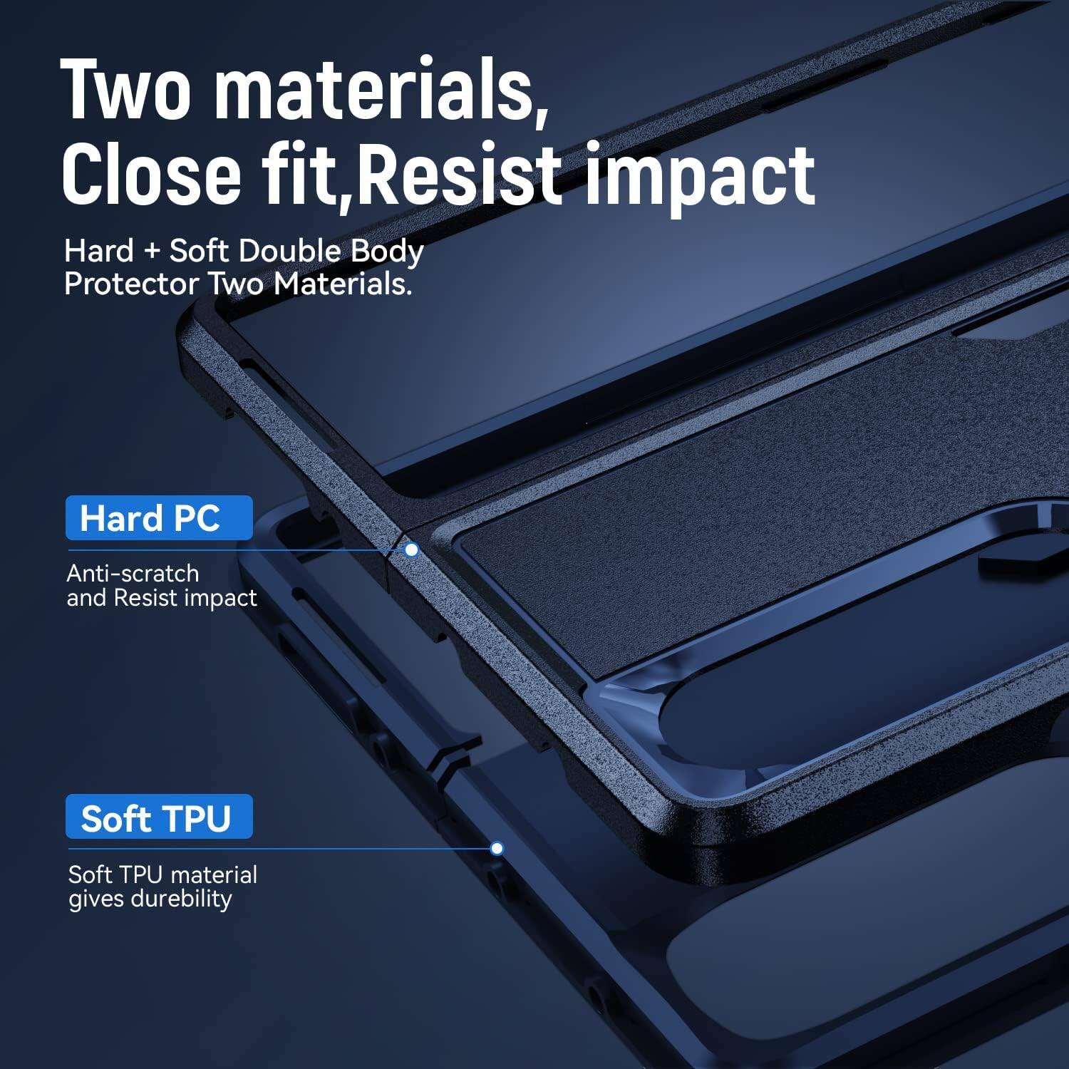 Two materials, Close fit, Resist impact
Hard + Soft Double Body Protector Two Materials.
Hard PC Anti-scratch and Resist impact
Soft TPU Soft TPU material gives durability