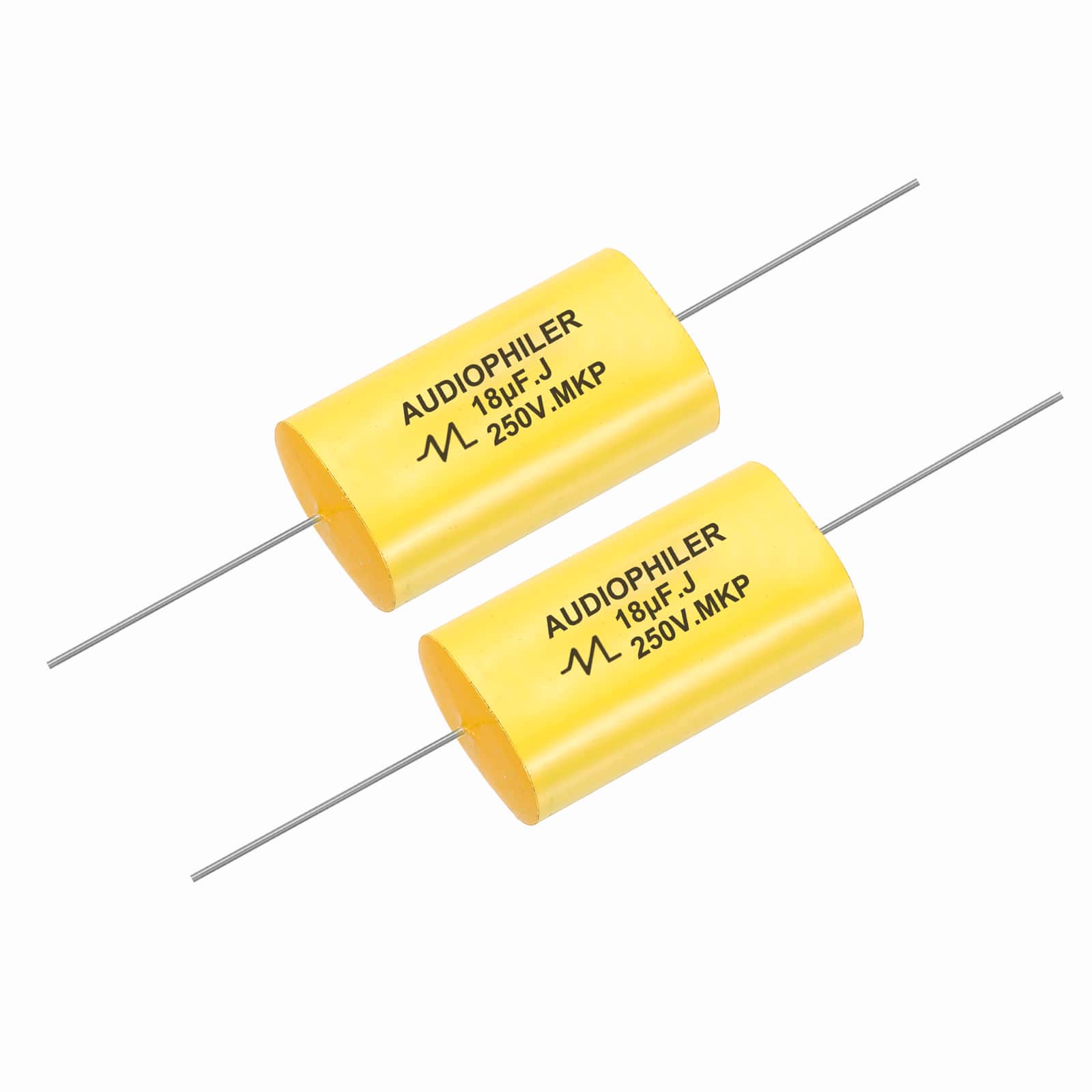 Unique Bargains - 2pcs 18uF High-Frequency Divider Capacitor, 278V Audio Speaker Crossover Non-Polarity Polypropylene MKP Film Capacitors - Yellow price history on PriceWatchPro