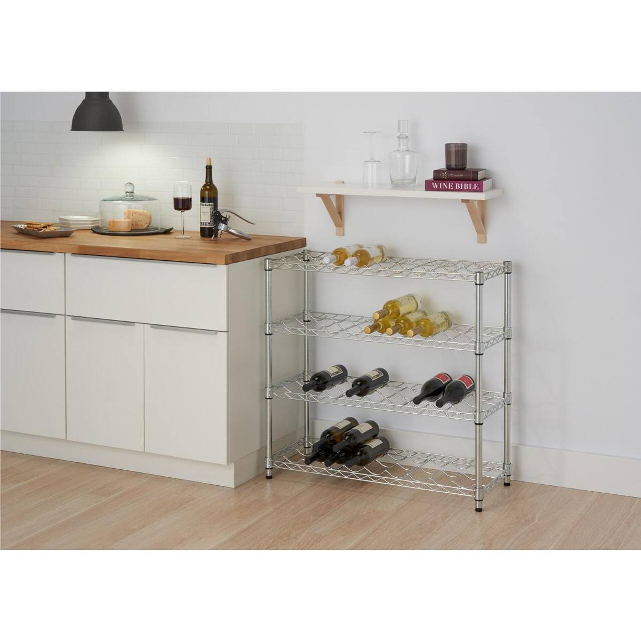 Left. TRINITY - EcoStorage 4-Tier 36x14x34.5 Commercial Wine Rack NSF Chrome - Chrome.