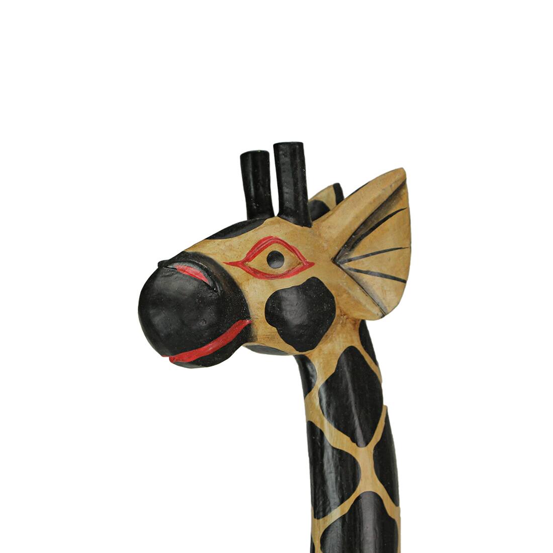 Alt View 2. Zeckos - 36 Inch Hand Carved Wooden Giraffe Sculpture Safari Home Decor Figurine Statue - Brown.
