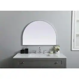 Elegant Decor - Metal Frame Arch Mirror 33x24 Inch - Silver