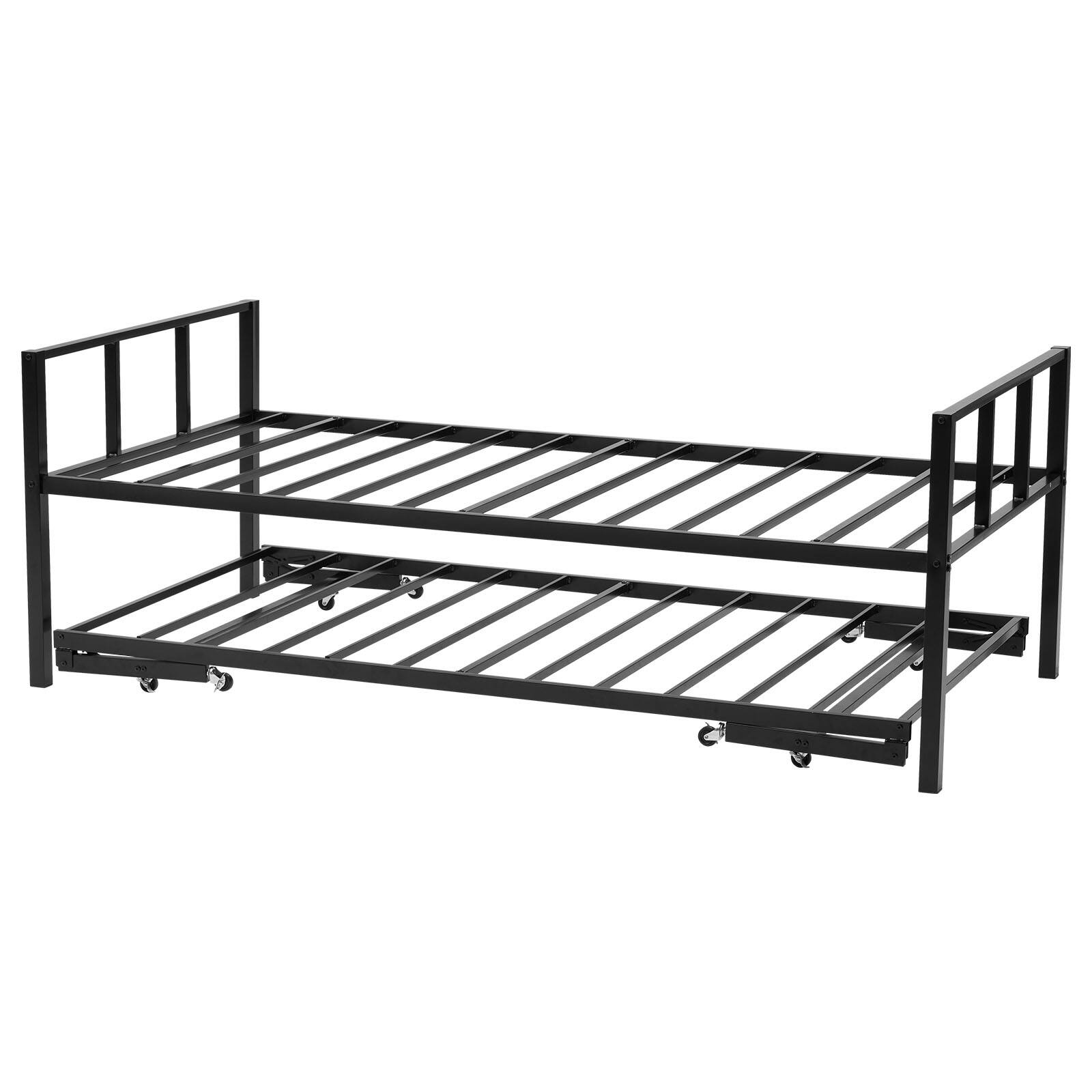 Alt View 5. VEVOR - Twin Size Daybed Frame, Day Bed with Trundle, Heavy Duty Metal Platform Bed Frame, Twin Daybed with Metal Slats Support - Black.