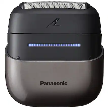 Front. Panasonic - Swipe Right Electric Travel Shaver for Men - Black.