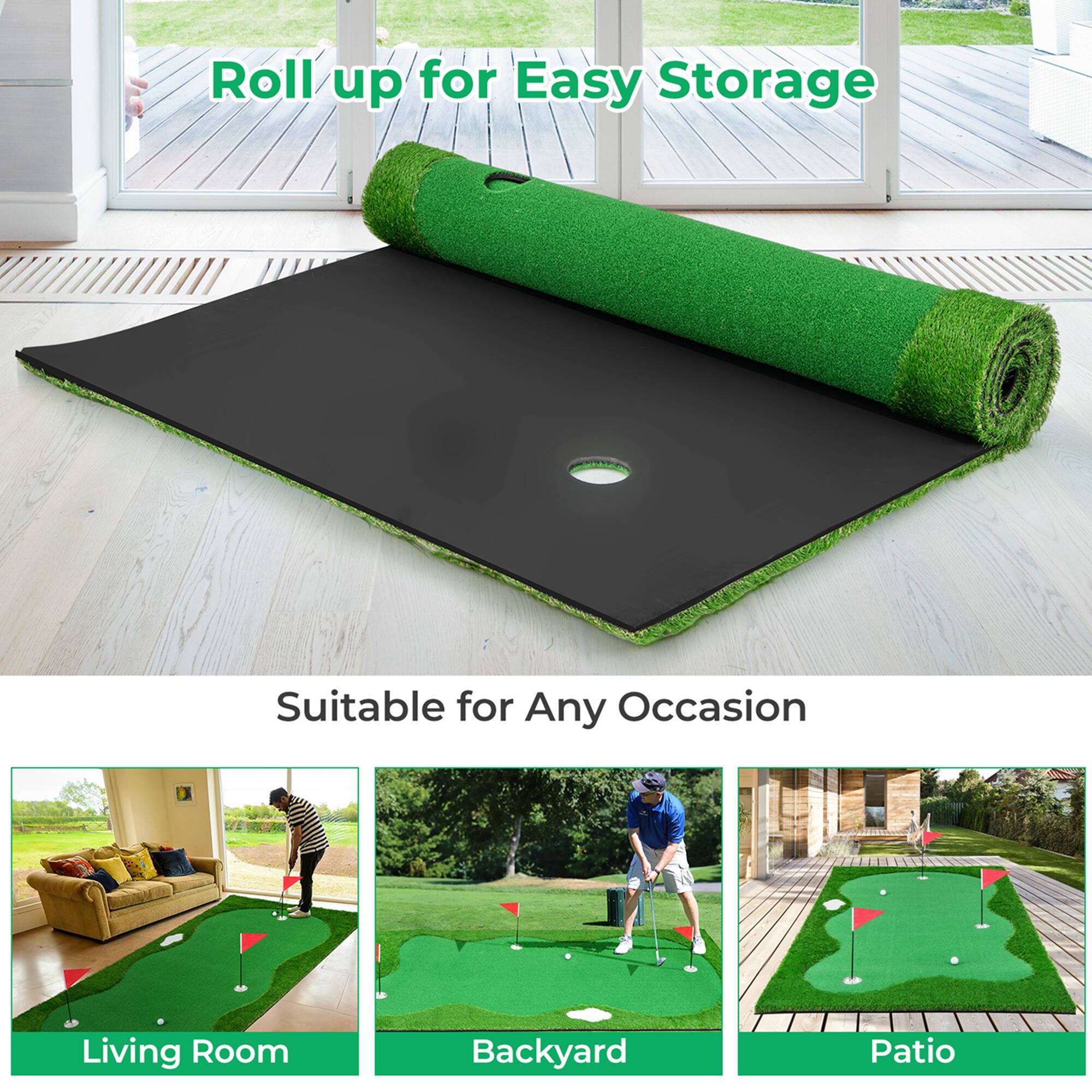Roll up for Easy Storage

Suitable for Any Occasion

Living Room  
Backyard  
Patio
