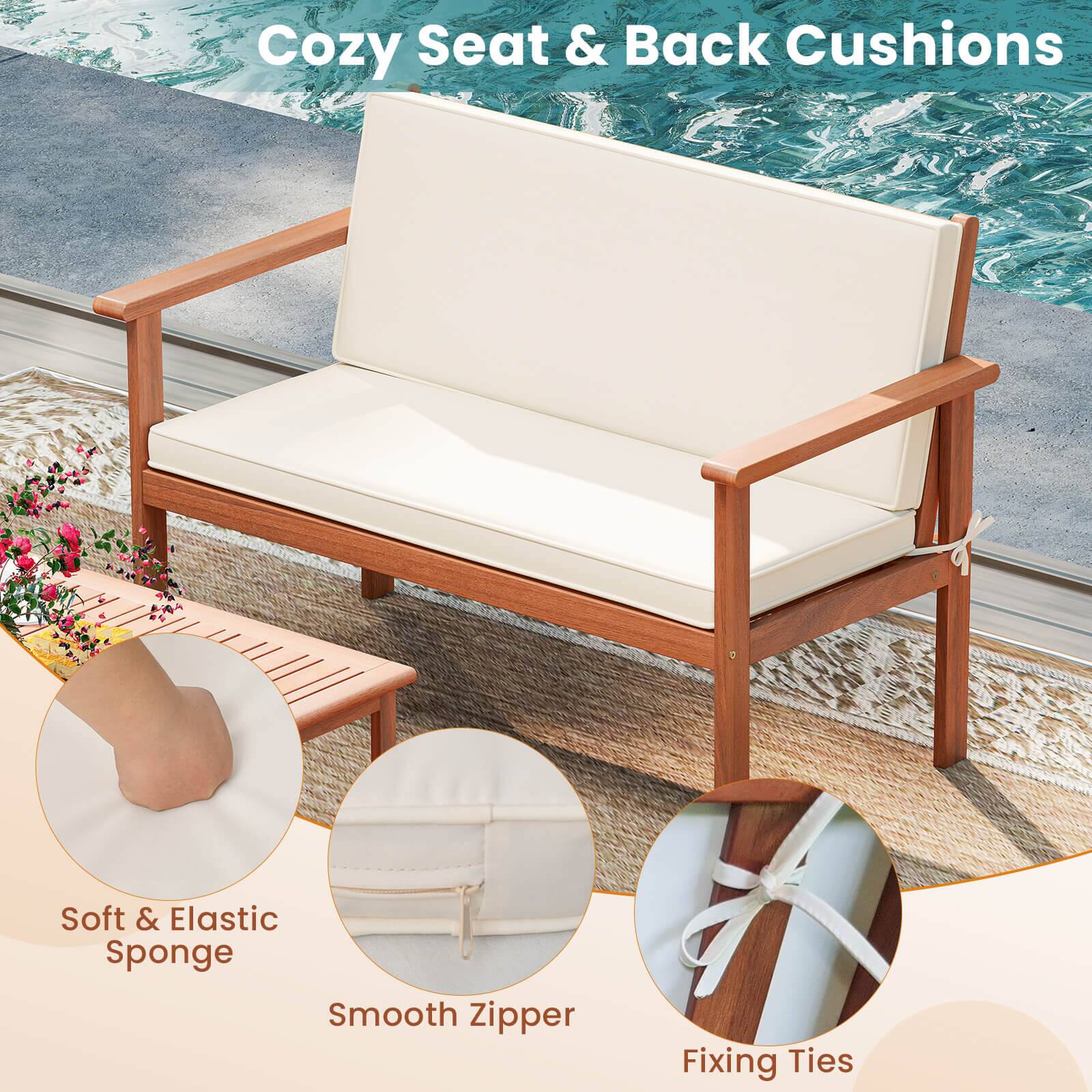 Cozy Seat & Back Cushions
Soft & Elastic Sponge
Smooth Zipper
Fixing Ties