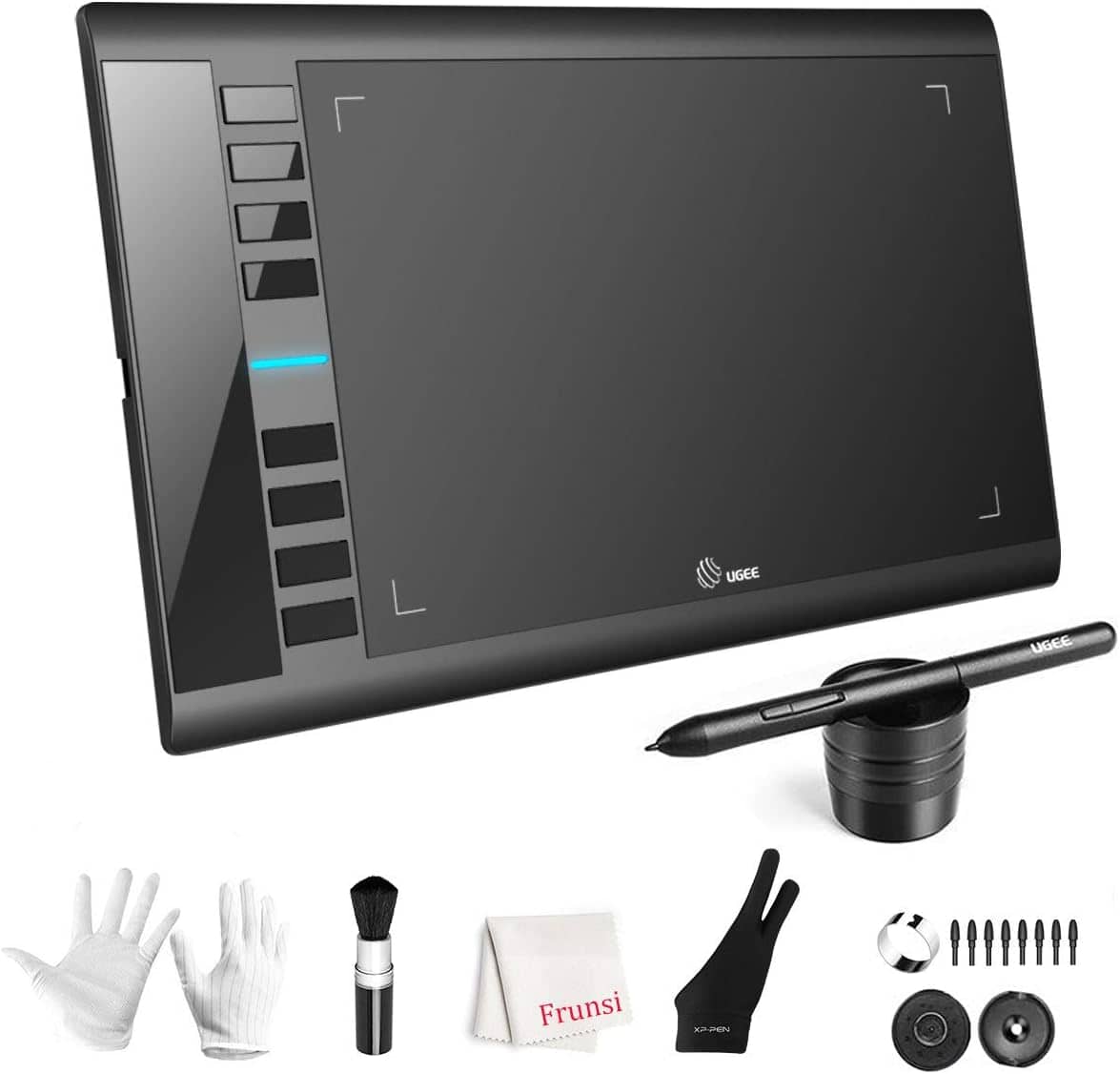 Vulpecula Spade - Graphics Drawing Tablet, UGEE M708 10 x 6 inch Large Drawing Tablet with 8 Hot Keys, Passive Stylus of 8192 Levels Press - Black