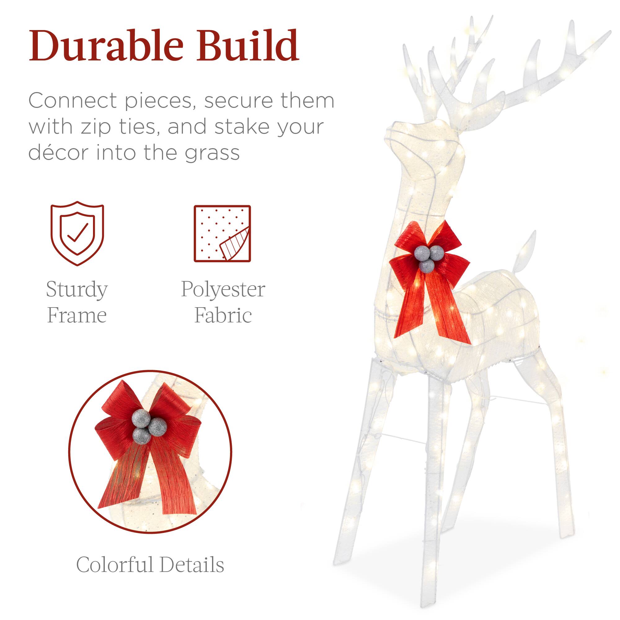 Durable Build

Connect pieces, secure them with zip ties, and stake your décor into the grass

- Sturdy Frame
- Polyester Fabric
- Colorful Details