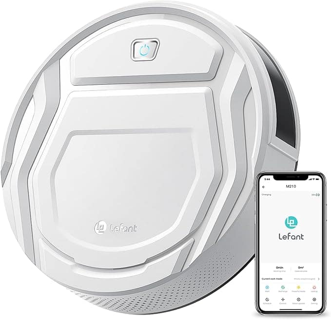 Lefant - M210 Robot Vacuum Cleaner, 120 Minutes Run Time Wi-Fi/App/Voice Control, Auto Charging, Scheduled Cleaning - White