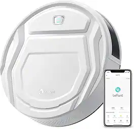 Lefant - M210 Robot Vacuum Cleaner, 120 Minutes Run Time Wi-Fi/App/Voice Control, Auto Charging, Scheduled Cleaning - White