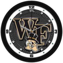 MpDirect - Wake Forest Demon Deacons 11.5'' Suntime Premium Glass Face Carbon Fiber Wall Clock - Multicolor