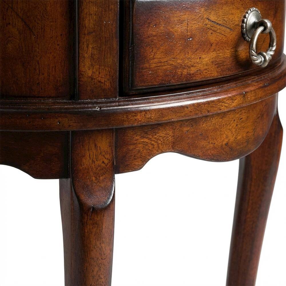 Alt View 1. Starlight Canyon Home - Oval Side Table with Storage Drawers - Dark Brown.