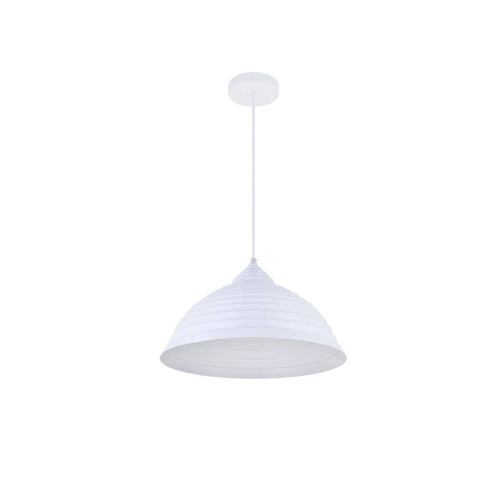 Left. Living District - Circa 1 Light White Pendant - White.