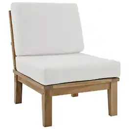 Outdoor Escape - Adirondack Outdoor Teak Sofa With Cushions And Modern Design - White