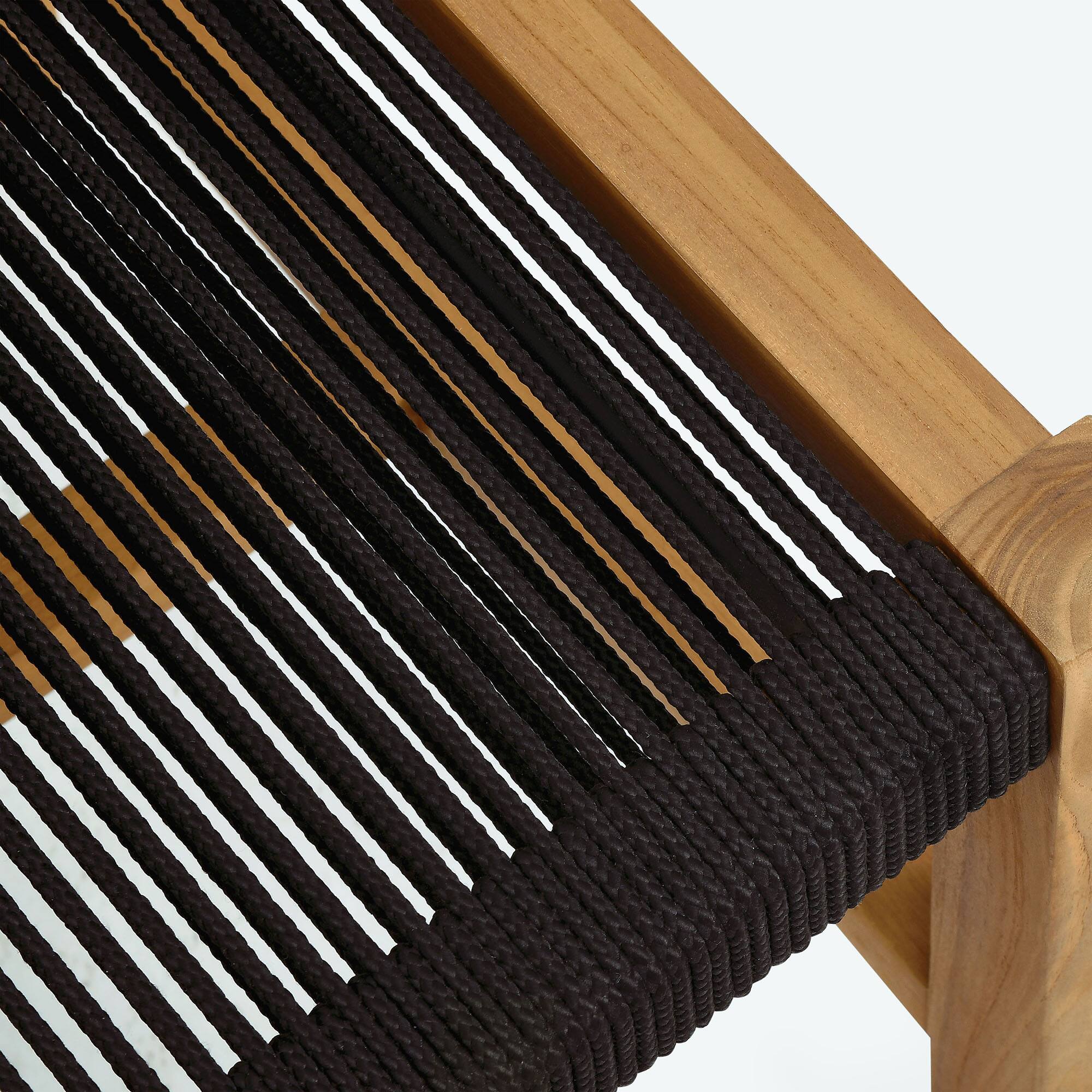 Alt View 6. Modway - Vienna Outdoor Patio Teak and Rope Armless Dining Chairs Set of 2 by Modway - Natural Black.