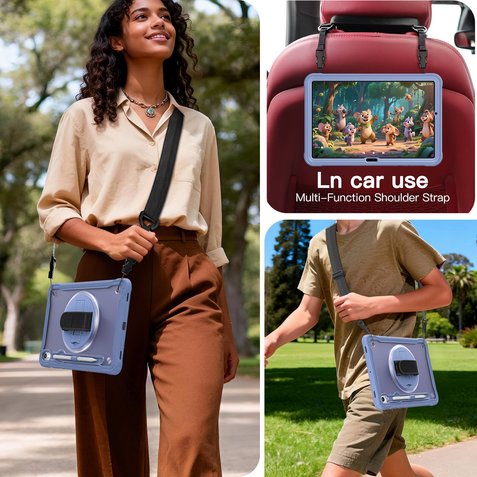 In car use  
Multi-Function Shoulder Strap