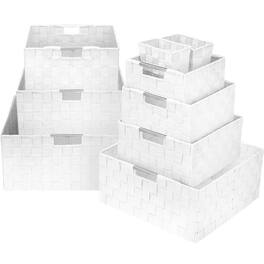 Sorbus - Weave Basket Bin Set Double Woven (9 Pack) - White