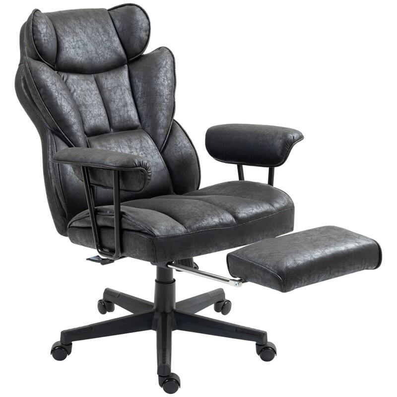 Alt View 4. HTUTWOO - Massage Executive Office Chair - 6-Point Heated Reclining Desk Chair, 400LBS Big and Tall, Foot Rest, Lumbar Support - Black.
