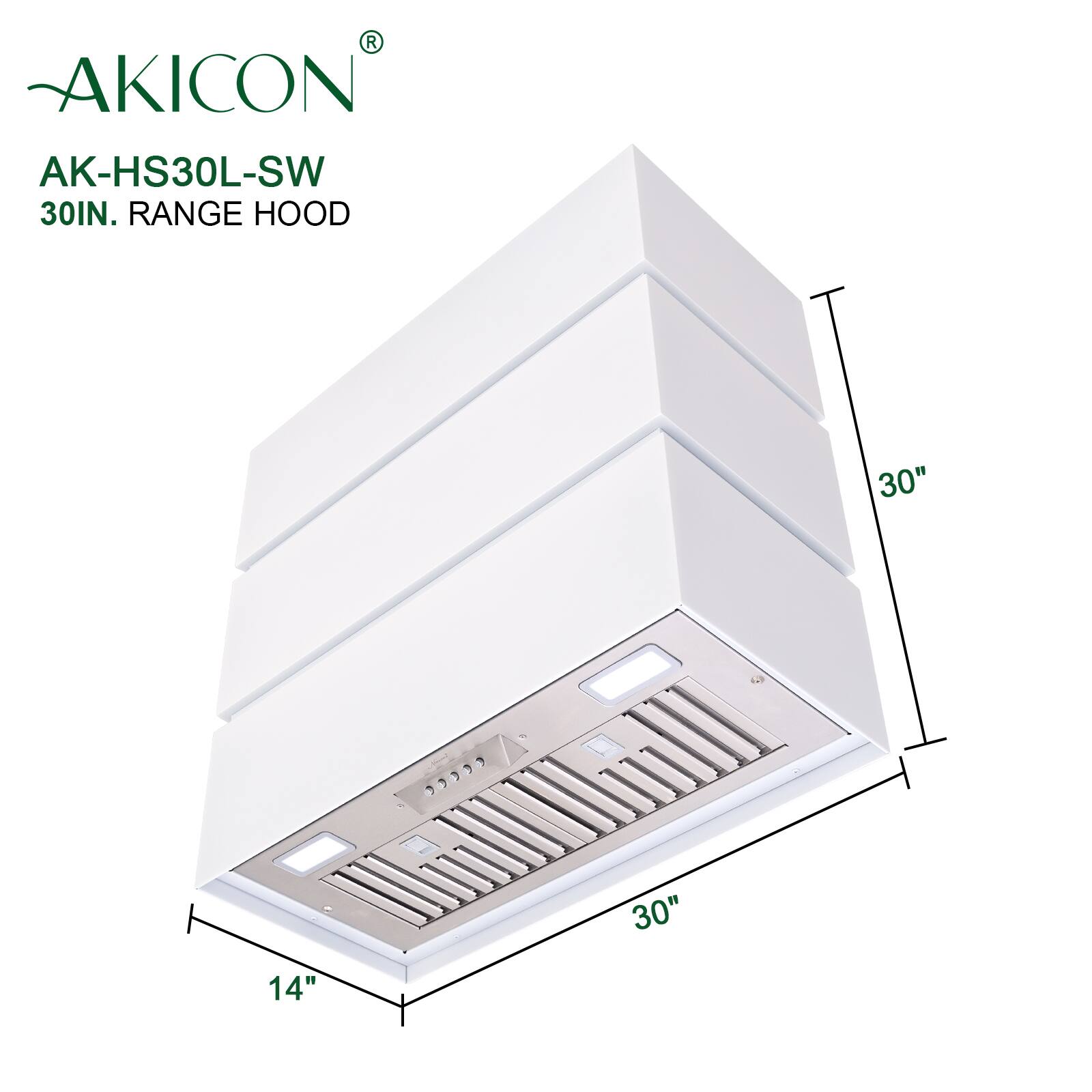 AKICON AK-HS30L-SW 30IN. RANGE HOOD 30" 30" 14"