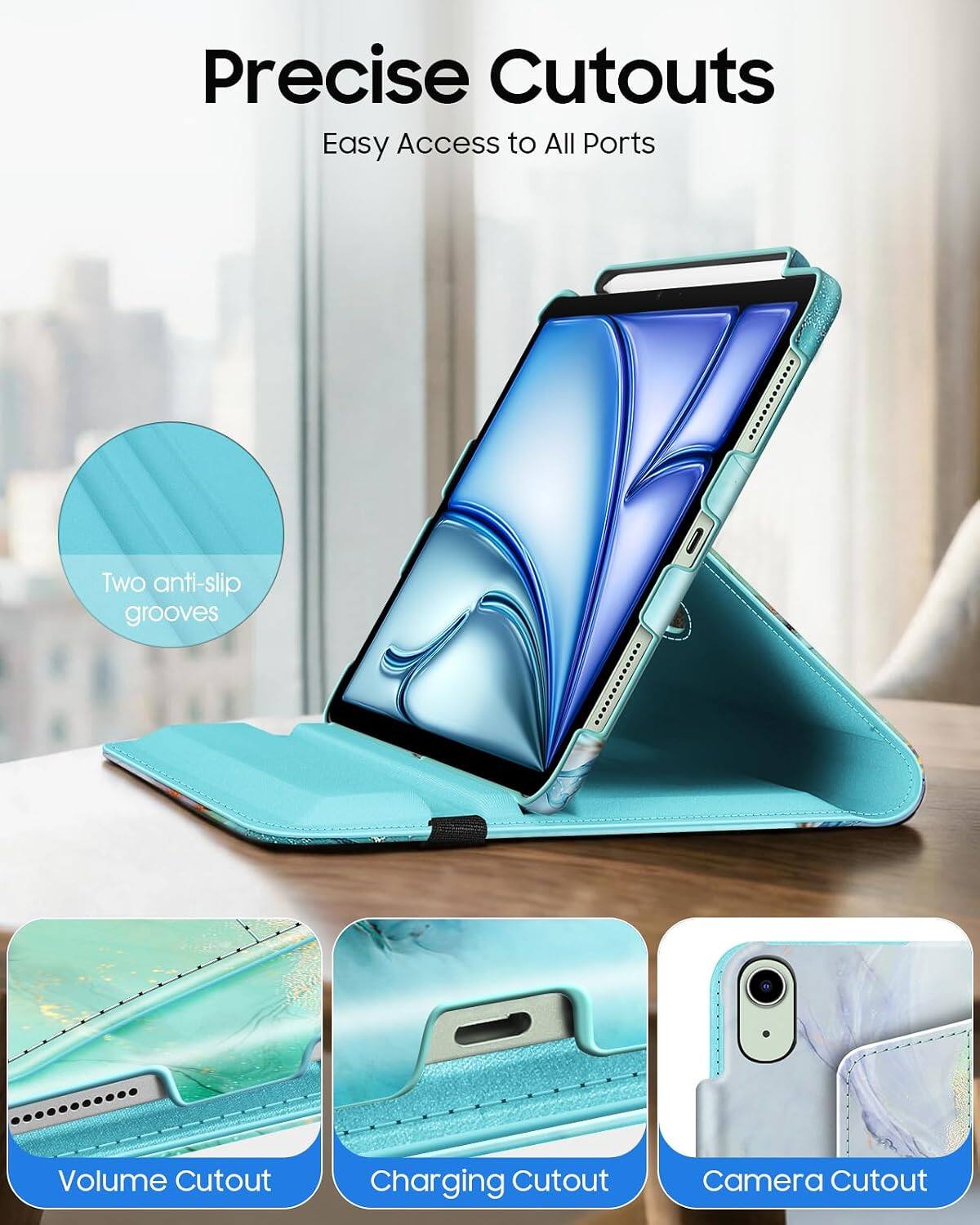 Precise Cutouts  
Easy Access to All Ports

- Two anti-slip grooves
- Volume Cutout
- Charging Cutout
- Camera Cutout