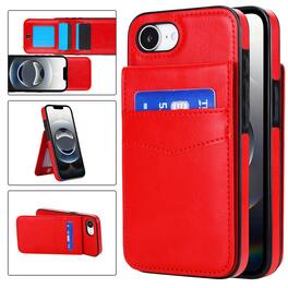 Dteck - Wallet Case for Apple iPhone 17e 2026 & iPhone 16e 2025,Shockproof PU Leather Card Holder Flip Stand Cover - Red