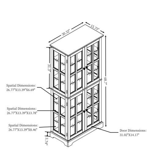 30.32" 15.75"  
Spatial Dimensions: 26.77"X13.39"X6.69"  
31.3" 68.7"  
Spatial Dimensions: 26.77"X13.39"X13.78"  
Spatial Dimensions: 26.77"X13.39"X8.46"  
Door Dimensions: 31.02"X14.17"