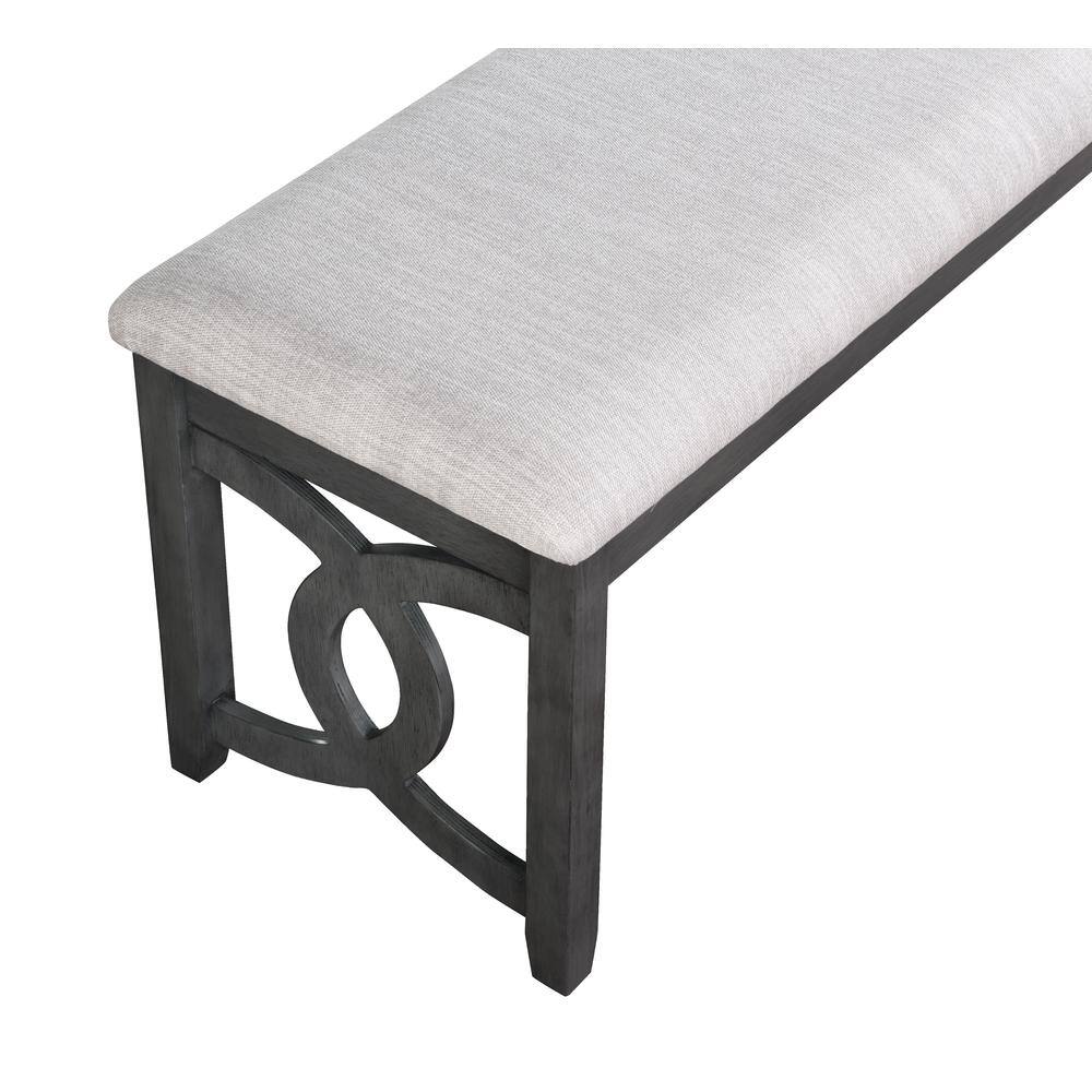 Left. New Classic Furniture - Furniture Gia 46" Solid Wood and Polyester Bench in Gray - Gray.