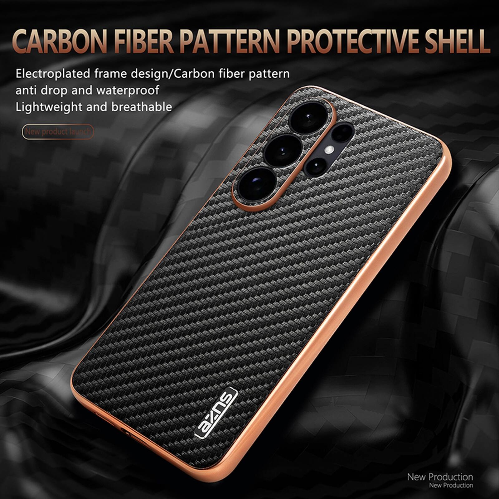 CARBON FIBER PATTERN PROTECTIVE SHELL

Electroplated frame design/Carbon fiber pattern anti drop and waterproof Lightweight and breathable

New product launch

azns

New Production