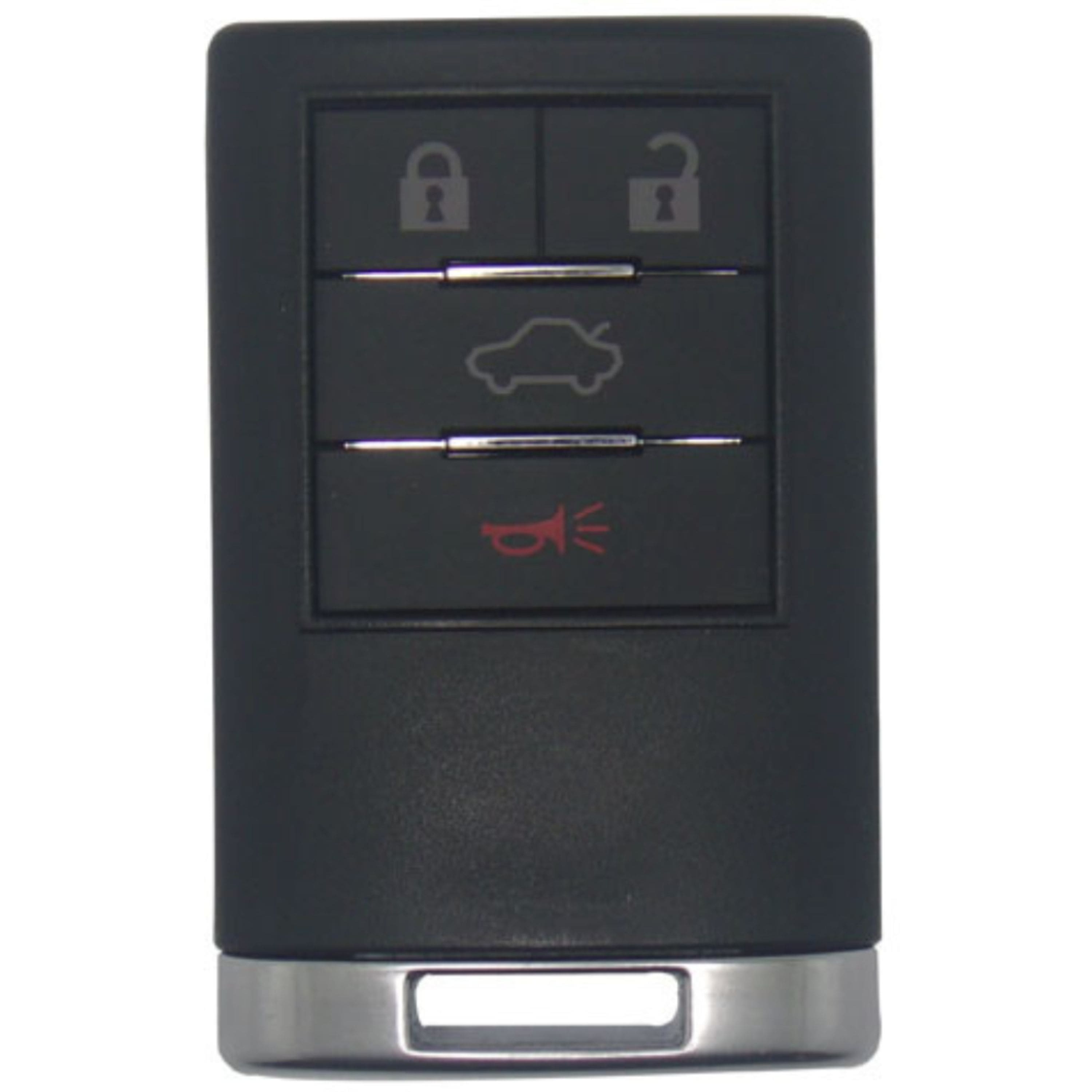 Front. Car Keys Express - Cadillac Keyless Entry Remote - 4 Buttons (Lock, Unlock, Trunk, and Panic) - Black.
