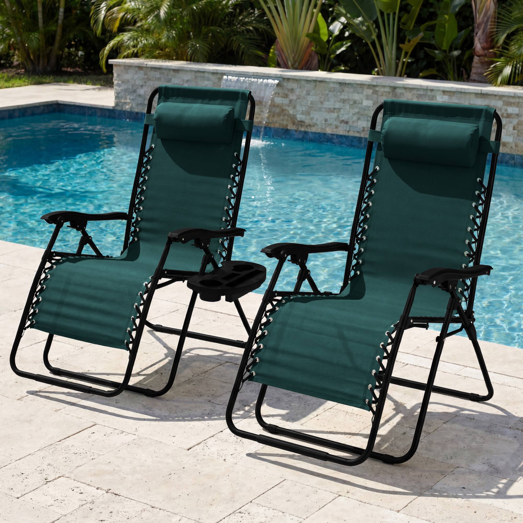 Alt View 3. Best Choice Products - Best Choice Products Set of 2 Extra Wide Zero Gravity Lounge Chair Recliners w/ Cup Holder - Forest Green - Forest Green.