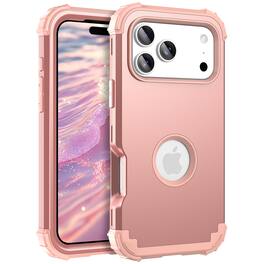 Dteck - Rugged Case for Apple iPhone 17 Pro Max,Shockproof Soft Silicone Bumper Hard PC Back Cover,3-Layers Protective Shell - Rosegold