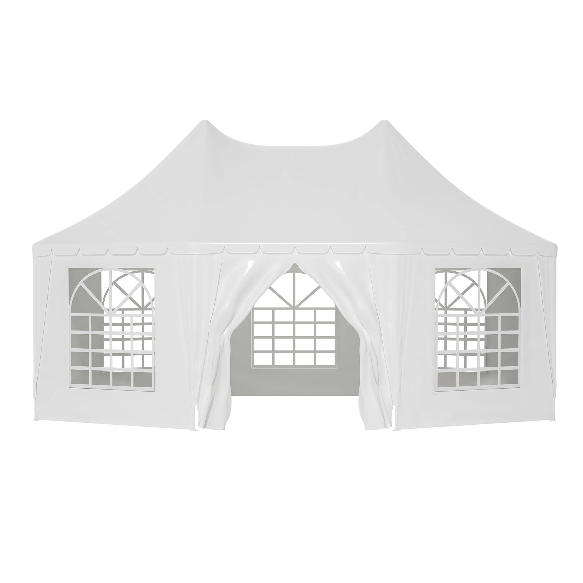 Alt View 7. Mondawe - 20x15 ft Outdoor Gazebo Pavilion Shelter Tent with 1 Doors and 7 Windows - White.