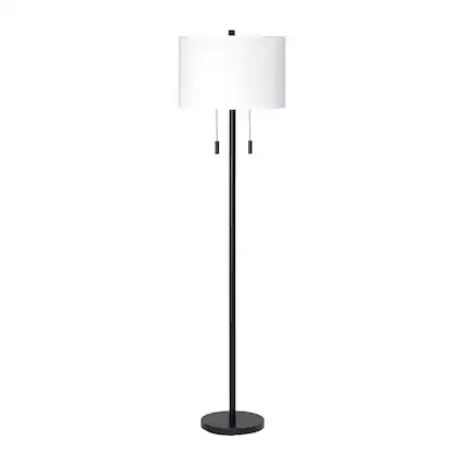 Front. Manhattan Lane - Floor Lamp with Drum Shade and Pull Chain.