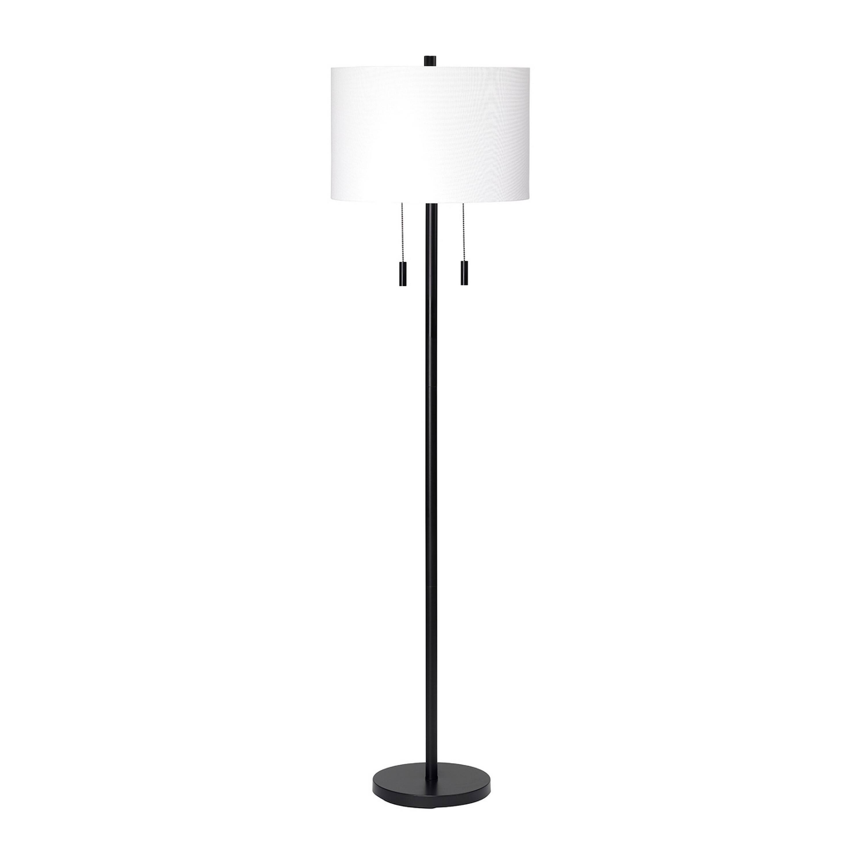 Front. Manhattan Lane - Floor Lamp with Drum Shade and Pull Chain.