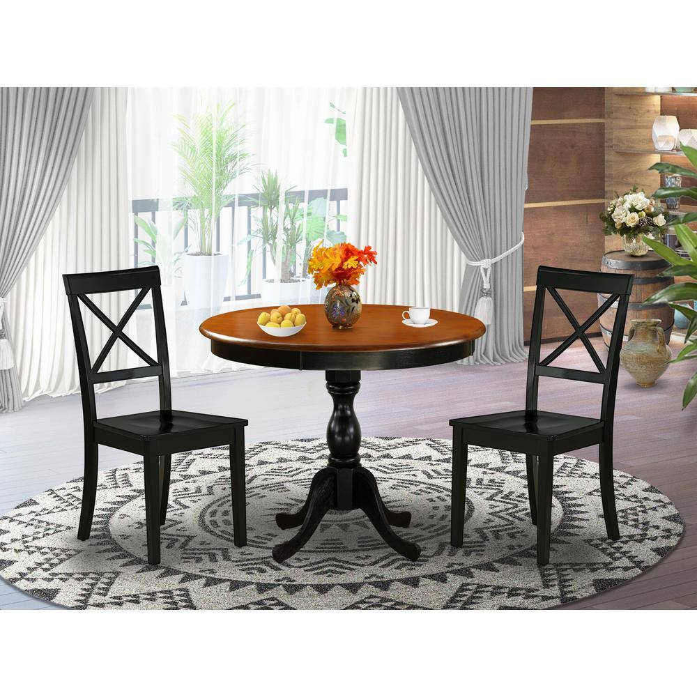 Angle. East West Furniture - East West Furniture 3-Pc Kitchen Dining Table Set Includes a Dinner Table and 2 Wooden Dining Chairs with X-Back - - Multi-Color.