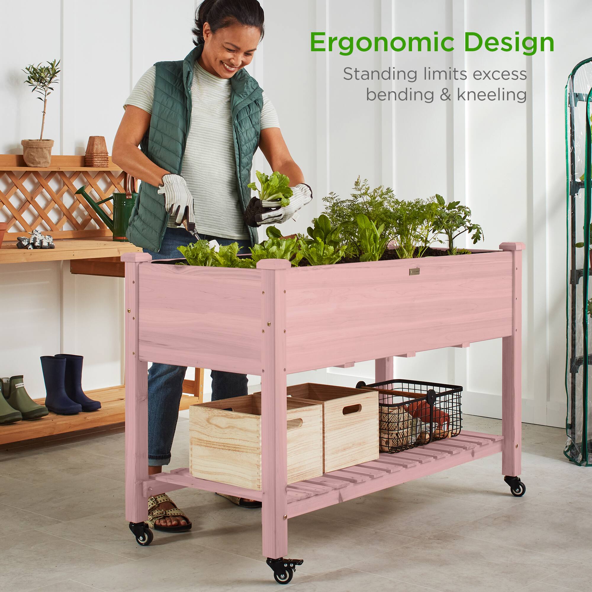 Ergonomic Design  
Standing limits excess bending & kneeling