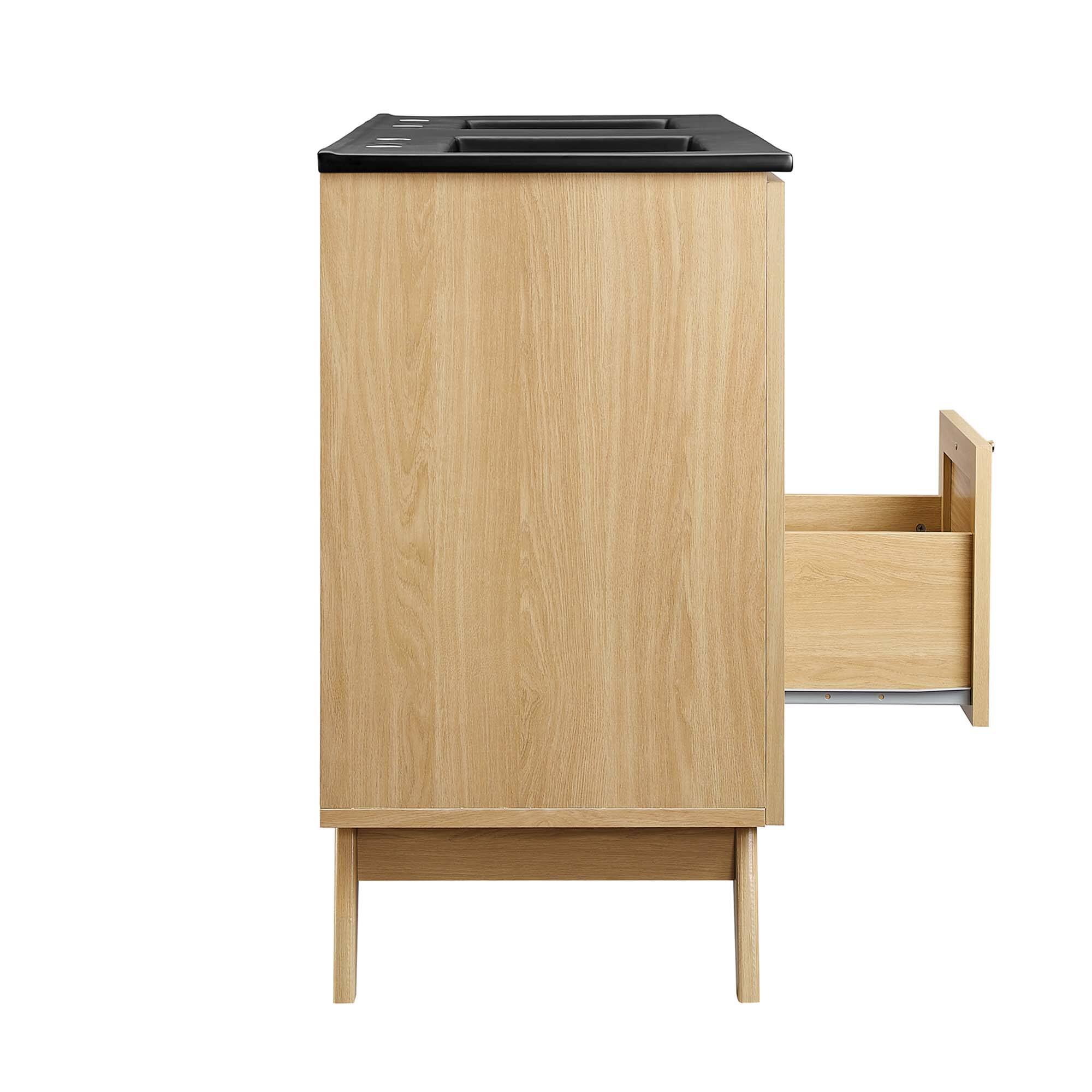 Alt View 5. Modway - Soma Bathroom Vanity with Black Basin Included by Modway - Oak Black.
