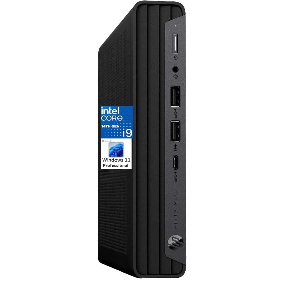 HP - Elite Mini 800 G9 Elite Desk Business Desktop, 14th Gen Intel 24-Core i9-14900T, 16GB DDR5 RAM, 512GB SSD, WiFi 6 - Black