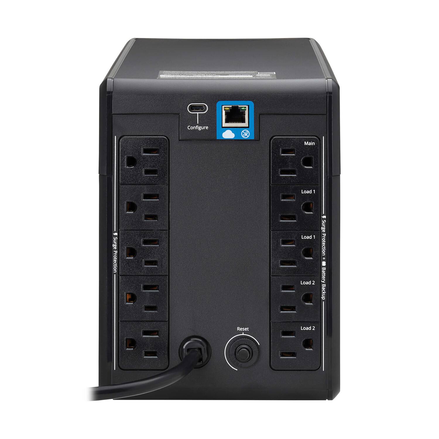Configure  
Main Load 1 - Surge Protection  
Load 1  
Load 2 - Surge Protection + Battery Backup  
Load 2  
Reset