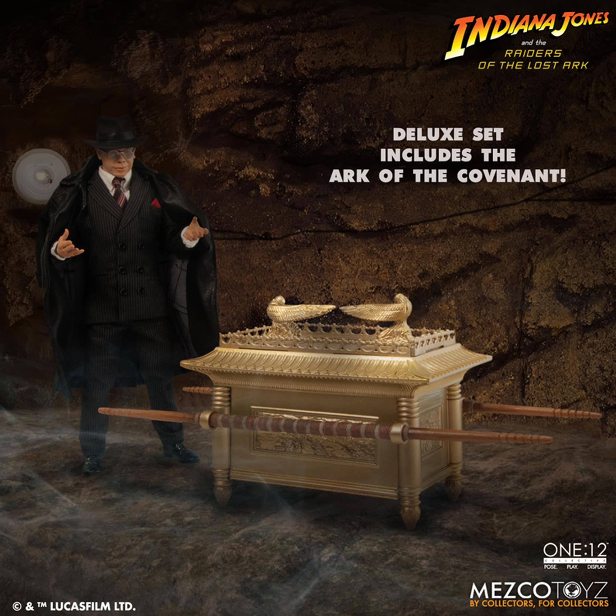 INDIANA JONES and the RAIDERS OF THE LOST ARK DELUXE SET INCLUDES THE ARK OF THE COVENANT! ONE:12 CE POSE PLAY DISPLAY & TM LUCASFILM LTD. MEZCOTOYZ BY COLLECTORS, FOR COLLECTORS