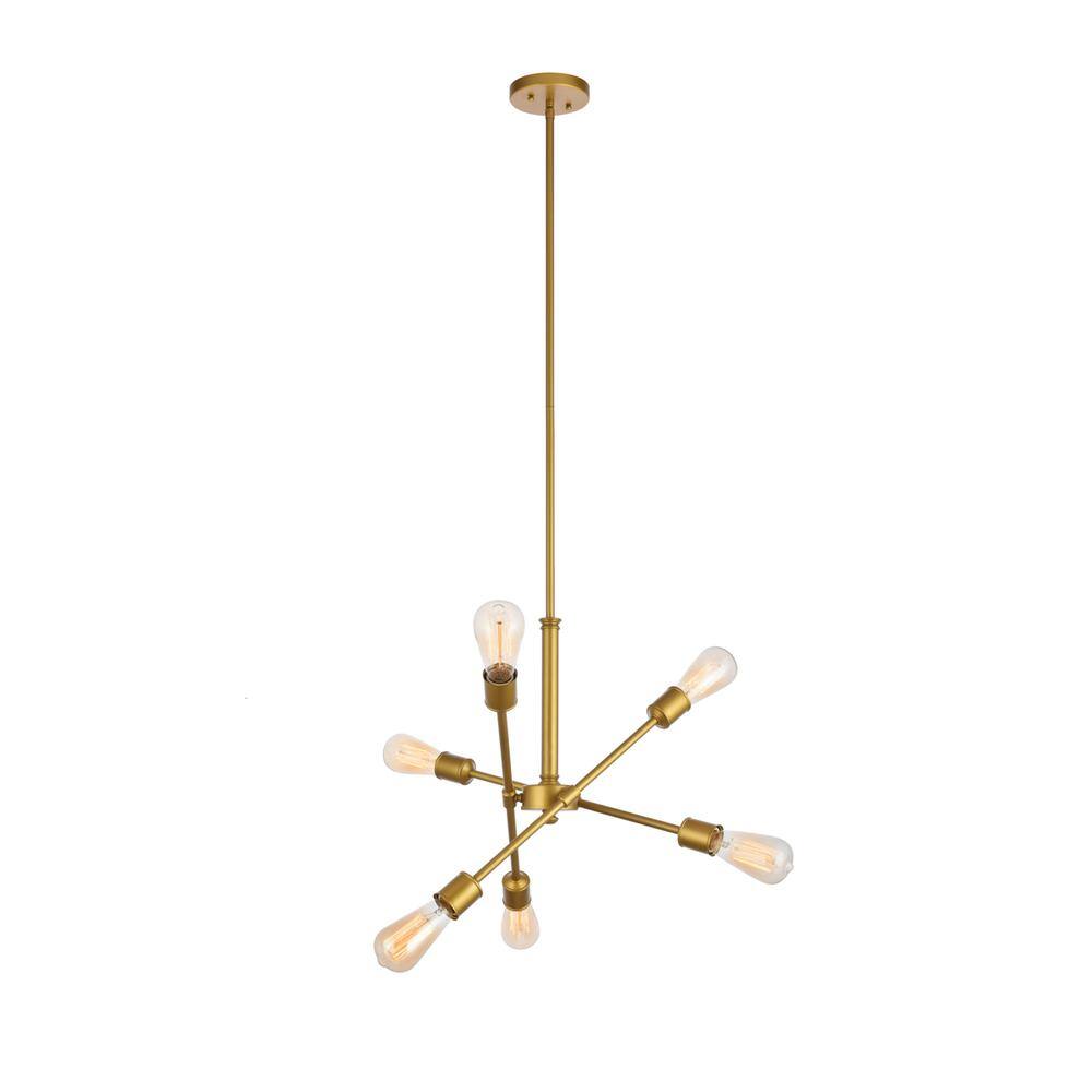 Alt View 3. Living District - Axel 6 Lights Brass Pendant - Brass.