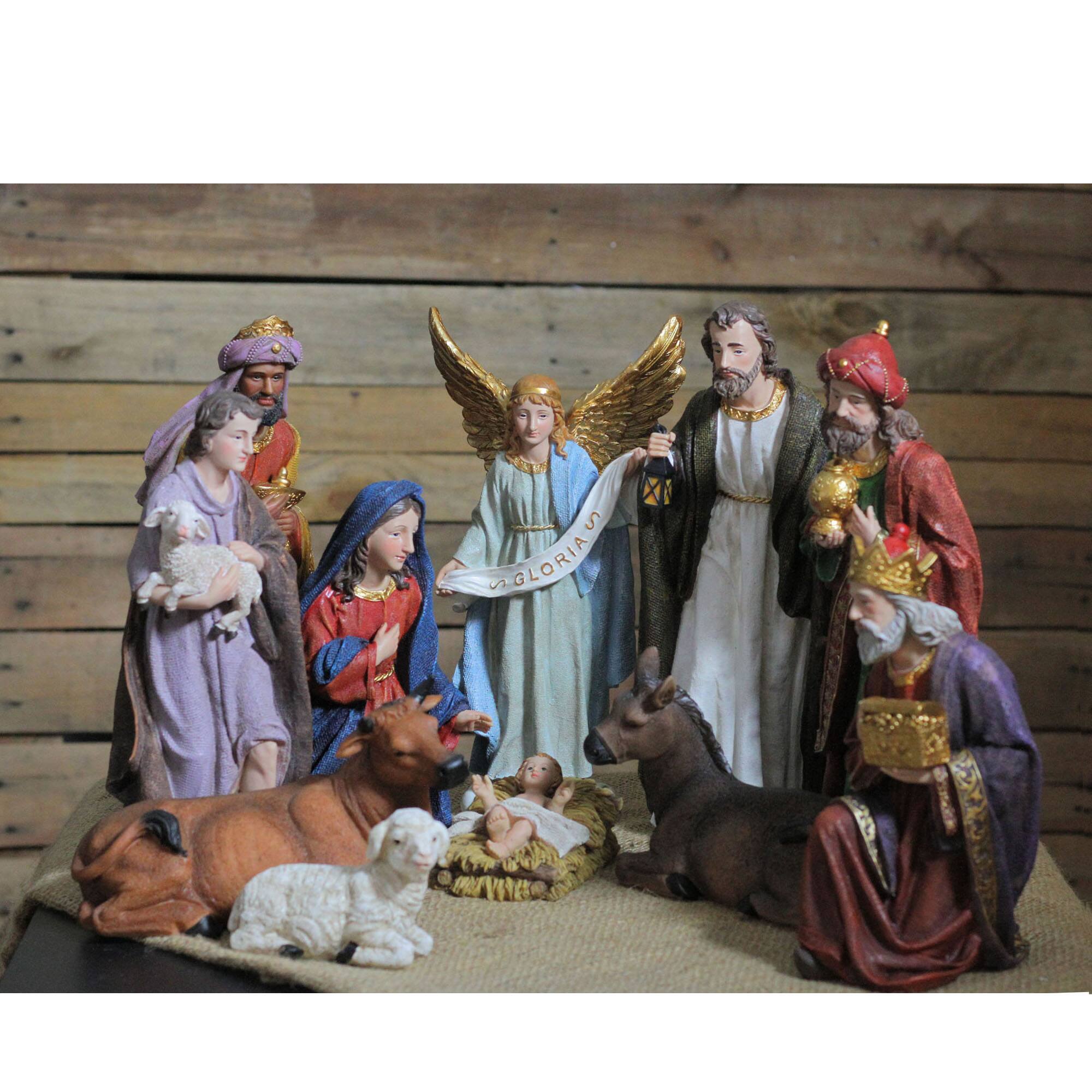 Alt View 2. Northlight - Christmas Nativity Figurine Set - 12.25" - 11-Piece - Blue.