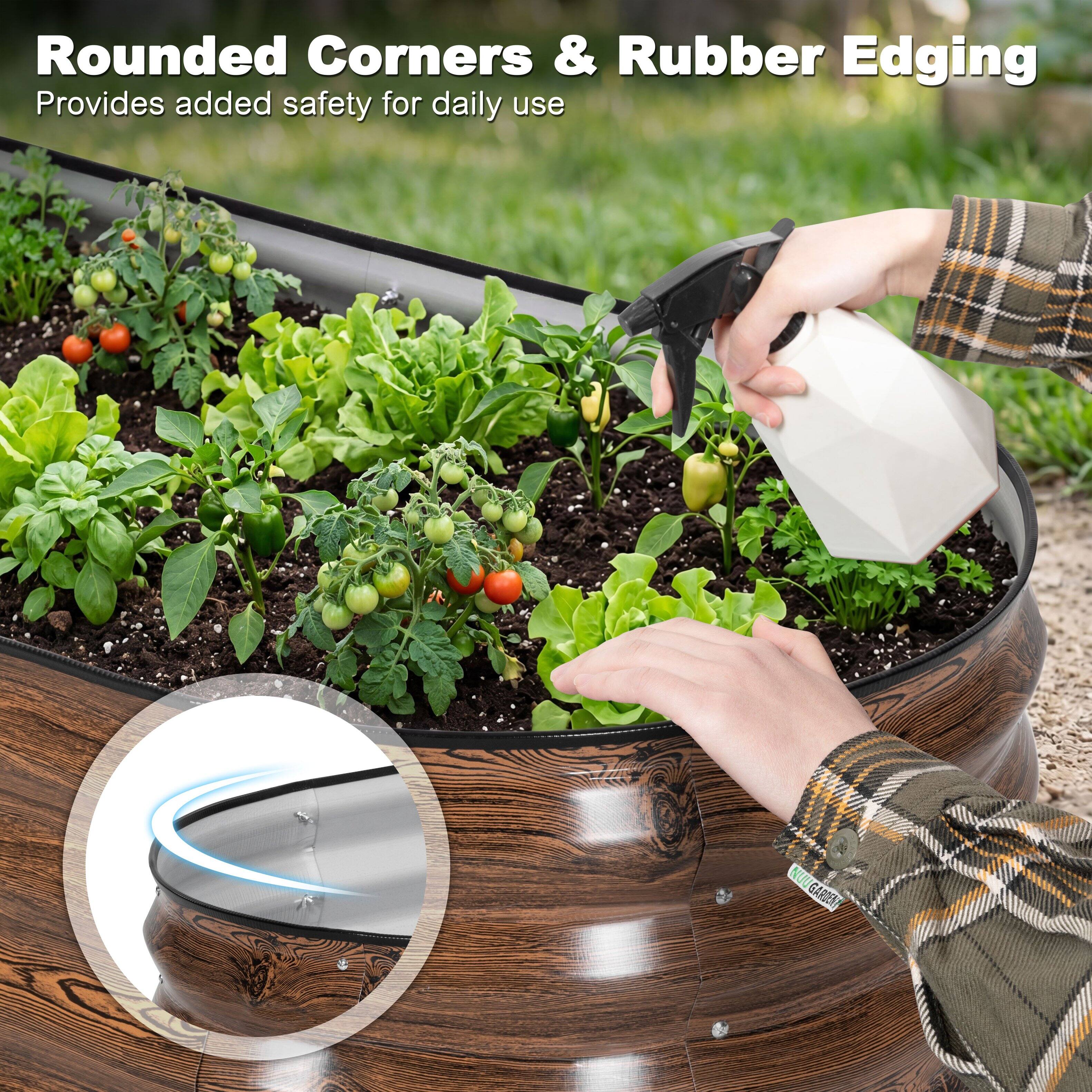 Rounded Corners & Rubber Edging  
Provides added safety for daily use