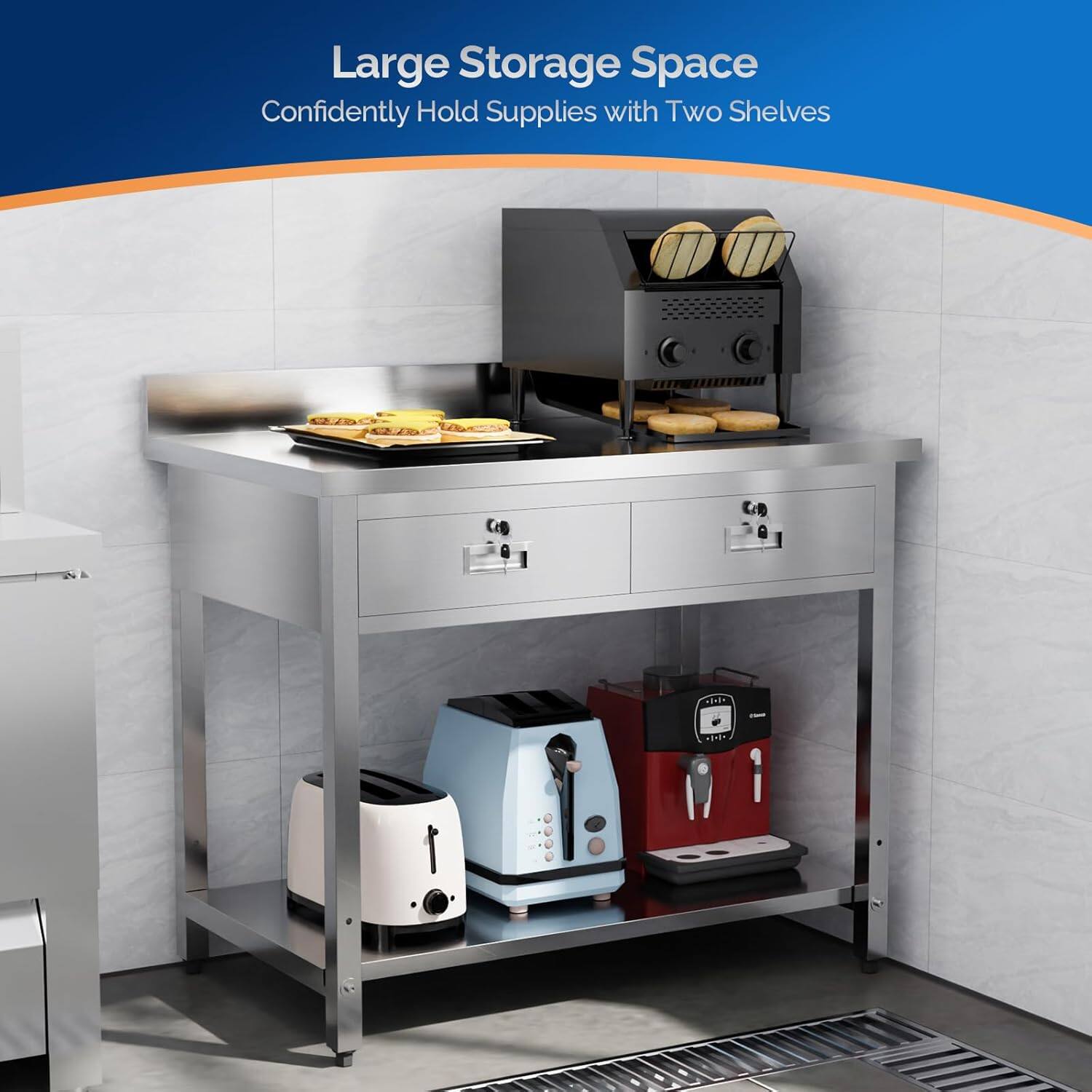 Large Storage Space  
Confidently Hold Supplies with Two Shelves